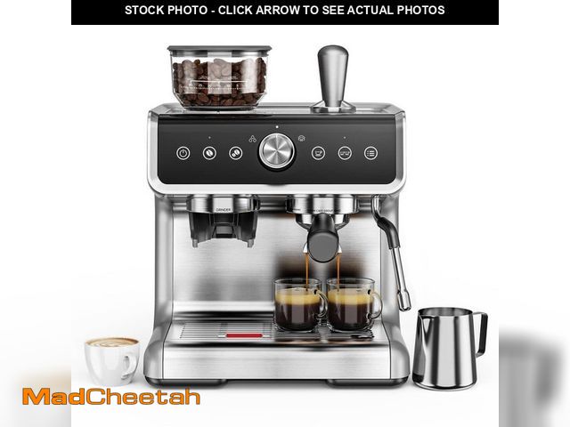 Lot 74-14595942 - EUHOMY 2-Cup Espresso Coffee Maker with Burr Grinder, 15-Bar Pump, PID Control, Touch Display and Mi...