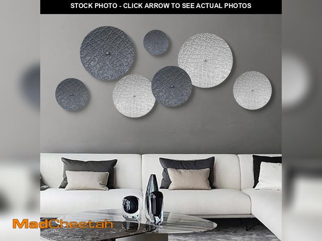 Lot 74-12403623 - TEIPAI Silver and Gray Metal Wall Decor for Living Room, 7PCS Hanging Wall Art Sculptures for Office...