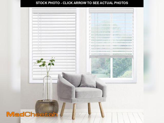 Lot 74-12398951 - DEZ FURNISHINGS Cordless 2" Signature Faux Wood Blind, 40" W x 60" H, Embossed White - UNUSED