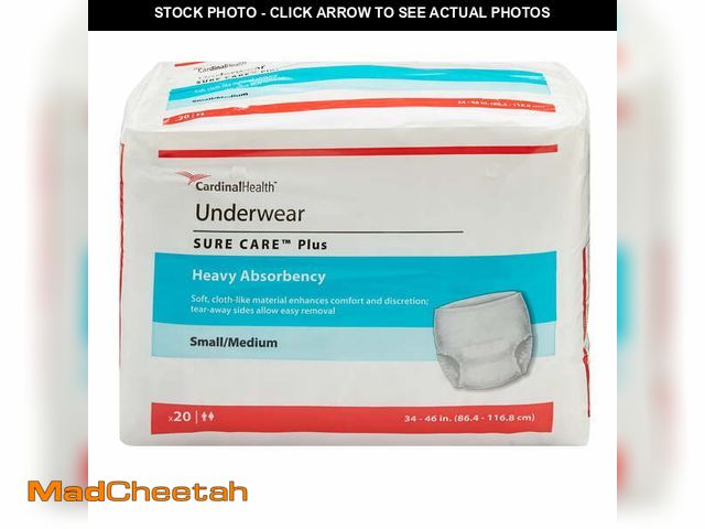 Lot 74-13767993 - Sure Care Plus Cardinal  Absorbent Underwear (Small/Medium) Pull On with Tear Away Seams Adult Unise...