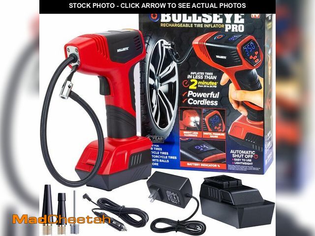 Lot 74-14368774 - BULLSEYE PRO Tire Inflator with Pressure Gauge, Compact and Portable, Automatic Shut Off, 150 PSI Ma...