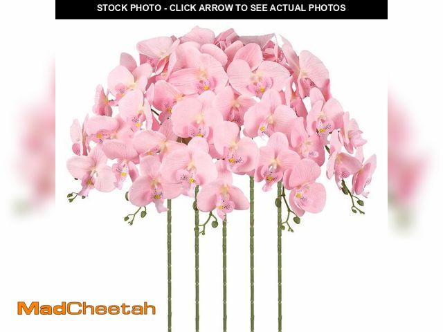 Lot 74-14477081 - IPOPU Pink Orchid Artificial Flowers 5PCS Silk Pink Phalaenopsis Orchids - UNUSED