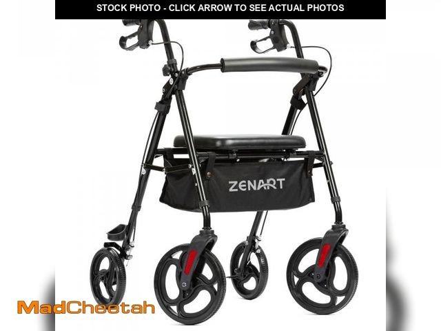 Lot 74-12481163 - ZENART Mobility Rollator Walker for Seniors Adult with Adjustable Seat and 10" Wheels, Black - UNUSE...