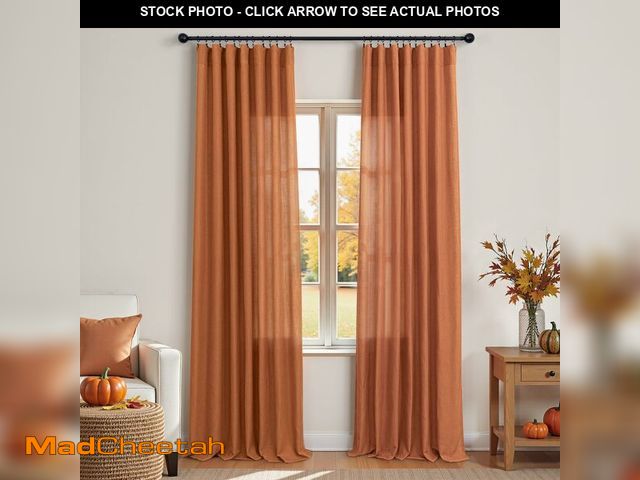 Lot 74-12713831 - KOUFALL Burnt Orange Fall Curtains for Living Room,Sheer Dark Pumpkin Color Linen Bohemian Funky Aut...
