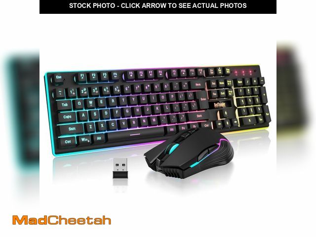 Lot 74-12881156 - RedThunder K10 Wireless Gaming Keyboard and Mouse Combo, LED Backlit Rechargeable 3800mAh Battery, M...