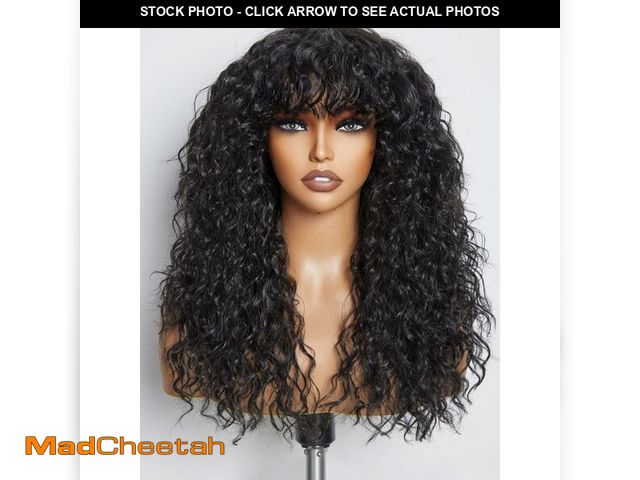 Lot 74-12454030 - GORGIUS Shaggy Haircuts Natural Black Curly Wig with Bangs Crafted with Style-Archive Technology: Pr...