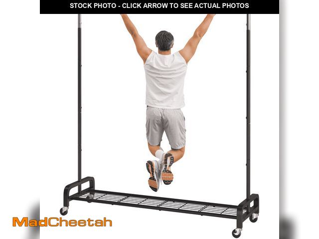 Lot 74-14287492 - Mr IRONSTONE 400 lbs Heavy Duty Clothes Rack, Rolling Garment Rack with Bottom Storage Shelf for Han...