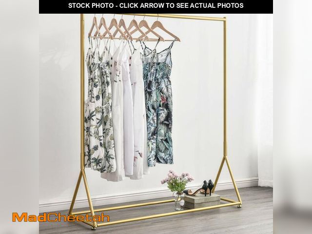 Lot 74-12572413 - BOSURU Gold Pipe Clothing Racks Freestanding, Modern Metal Clothes Rack Heavy Duty, Easy Assemble Cl...