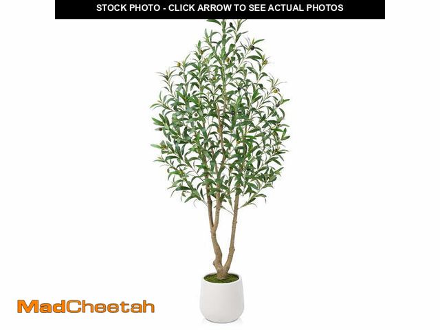 Lot 74-14604574 - DR.Planzen 5ft Dense Artificial Olive Tree - Faux Olive Plant for Indoor &amp; Outdoor Decor - Adjus...