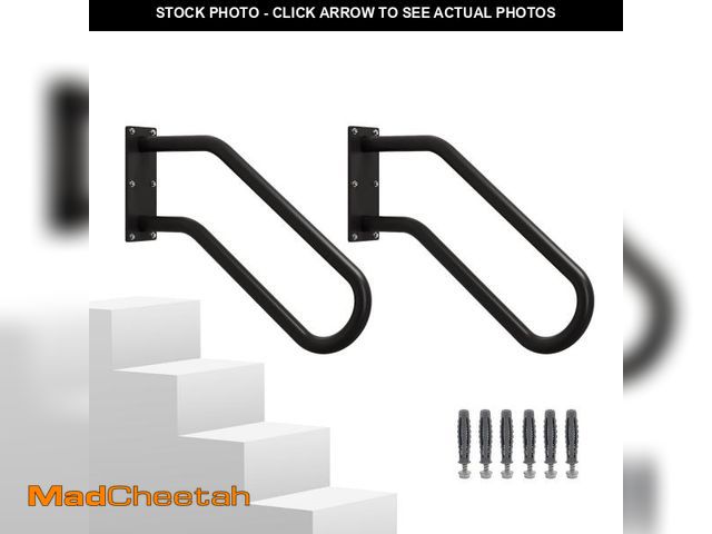 Lot 74-12307505 - Hand Rails for Outdoor 1-2 Steps, Indoor Stairs, Bathroom, Wall Mount Non-Slip U-Shape Stair Hand Ra...
