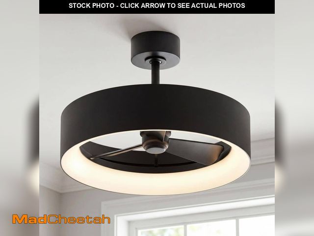 Lot 74-14361075 - Artika Aiden 17.7 in. Matte Black Downrod Mount Fandelier 8-Step CCT Ceiling Fan with Integrated LED...