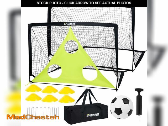 Lot 74-12697689 - 6x4 ft Kids Soccer Goals for Backyard Set of 2- Portable Pop Up Soccer Net for Backyard for Kids Tod...