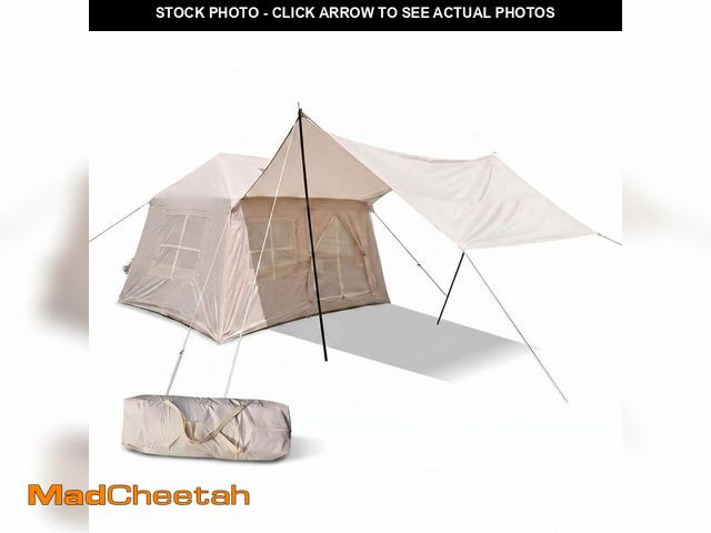 Lot 74-14344164 - DENISLAWN 7 ft. x 8 ft. Beige 4 Season Oxford Inflatable Camping Tent with Stove Jack, Mesh Windows ...