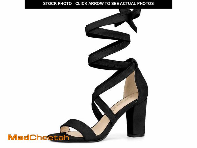 Lot 74-13621777 - Allegra K Women's Lace Up Block Heel Black Sandals - 7 M US - USED