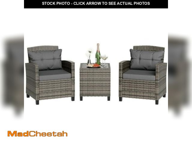 Lot 74-12107662 - Walsunny 3 Pieces Patio Furniture Set Outdoor Wicker Conversation Bistro Set Outdoor Patio Chairs wi...