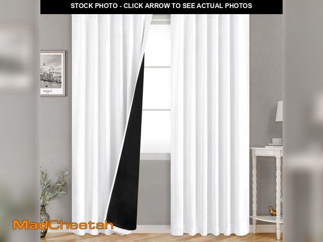 Lot 74-12112055 - BGment Pure White 100% Blackout Curtains for Bedroom, Black Out Living Room 84 inch Panels with Ther...