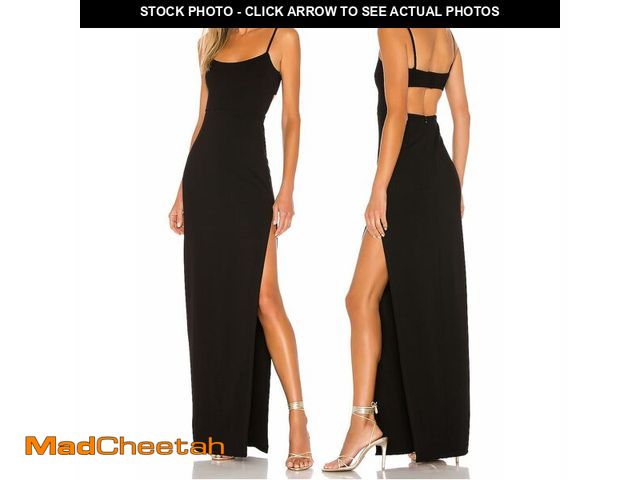 Lot 74-14427832 - JLCNCUE Women Backless Bodycon Maxi Dress Spaghetti Straps High Slit Party Dress(S,Black) - UNUSED