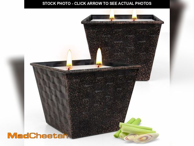 Lot 74-14295739 - Citronella Candles Outdoor Ã¢â¬â 2 Pack, 12oz Each, Large Double-Wick Soy Wax Candles, 100-Hour B...