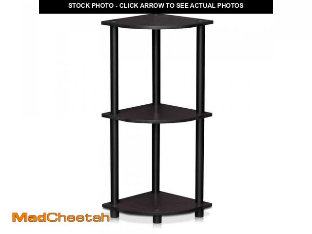 Lot 74-12492646 - Turn-N-Tube Dark Walnut 3-Shelf Corner Open Shelf - UNUSED