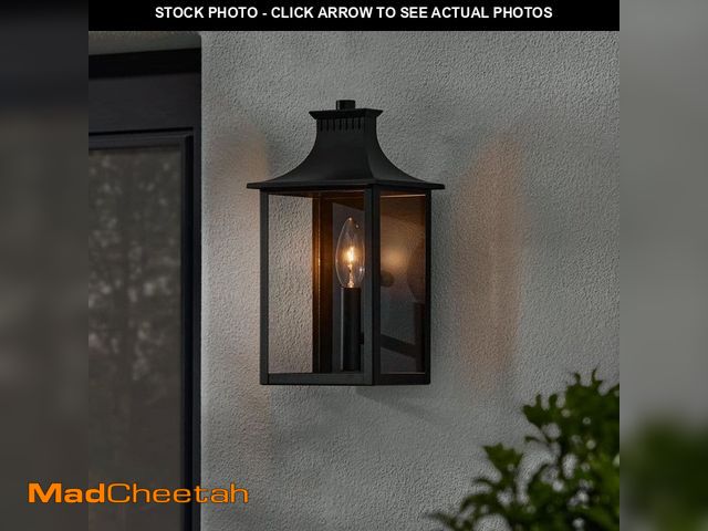 Lot 74-14280649 - Hampton Bay Emory Hills 11.5 in. 1-Light Matte Black Hardwired Outdoor Wall Light Lantern Sconce wit...