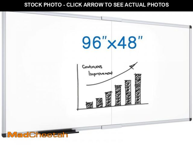Lot 74-12263847 - VIZ-PRO Magnetic Dry Erase Board, 96 X 48 Inches, Foldable Wall-Mounted Whiteboard with Silver Alumi...