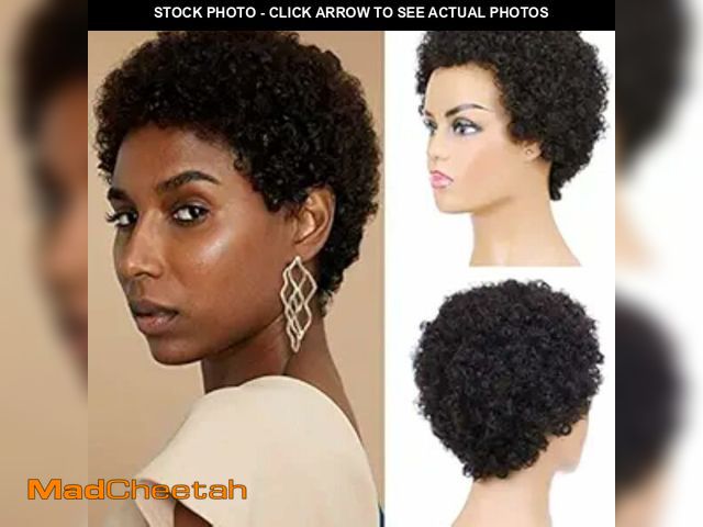 Lot 74-13568643 - Elixano Fluffy Afro Kinky Curly Wigs Human Hair for Women Short Real Hair Wig with Natural Look for ...