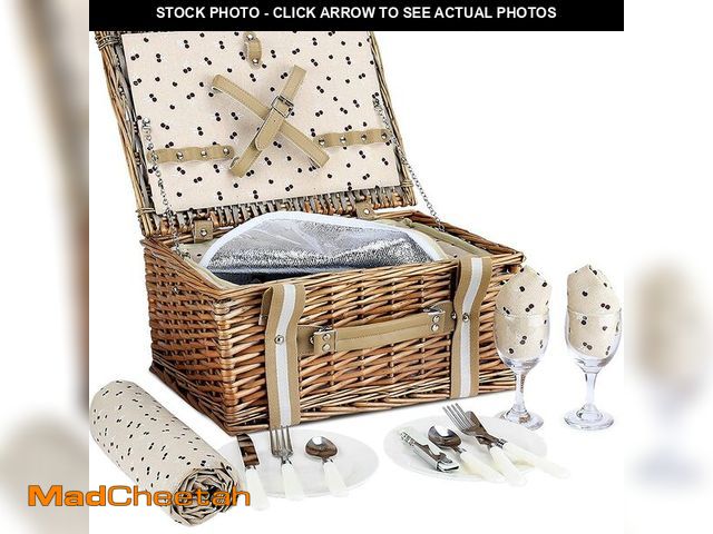 Lot 74-12609104 - Willow Picnic Basket Set for 2 Persons with Large Insulated Cooler Bag and Waterproof Picnic Blanket...