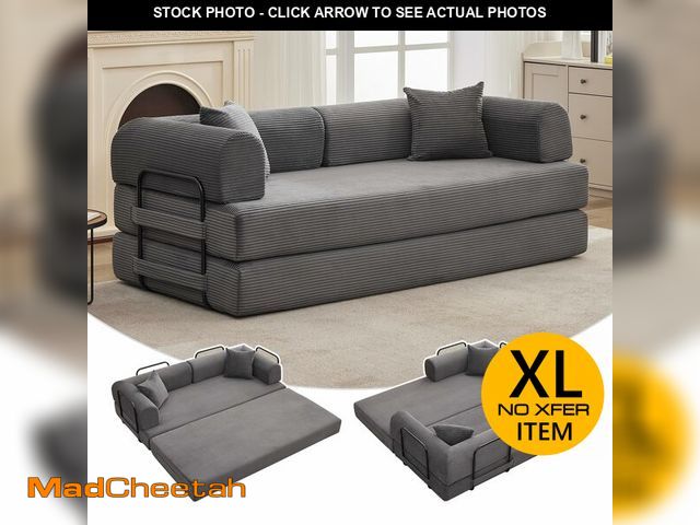 Lot 74-12661512 - GarveeHome 2 in 1 Convertible Sleeper Sofa Bed Couch, Comfy Corduroy Folding Sofa Bed with Deep Seat...