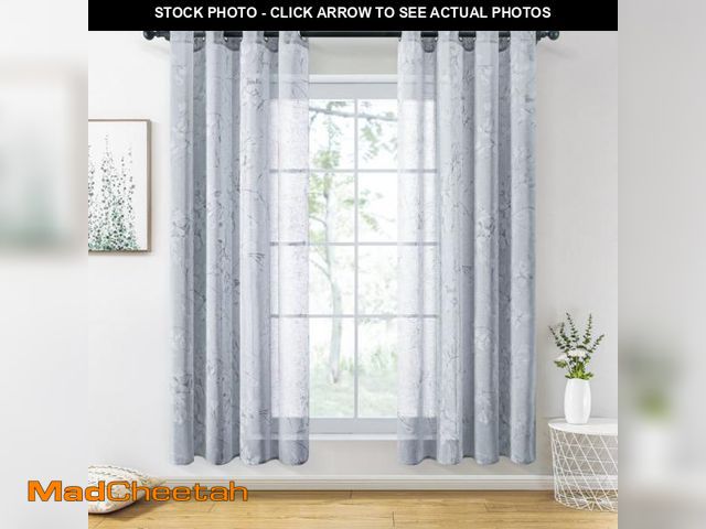 Lot 74-4192401 - (SET OF 2) Gracie Oaks Grebasch Floral Sheer Grommet Curtain Panels Gray 54" x 84" - UNUSED