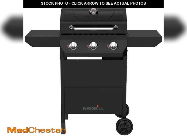 Lot 74-14242492 - Nexgrill 3 Burner Liquid Propane Gas Grill in Black - UNUSED
