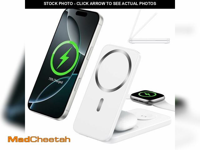 Lot 74-14274351 - XNYAND Compatible MagSafe 3 in 1 Wireless Charging Station for Apple, Magnetic Foldable Charger Stan...