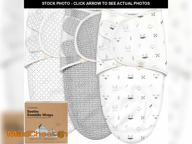 Lot 74-12604362 - KeaBabies 3-Pack Organic Baby Swaddle Sleep Sacks - Swaddles for Newborns, Infant 0-3 Months, Baby G...