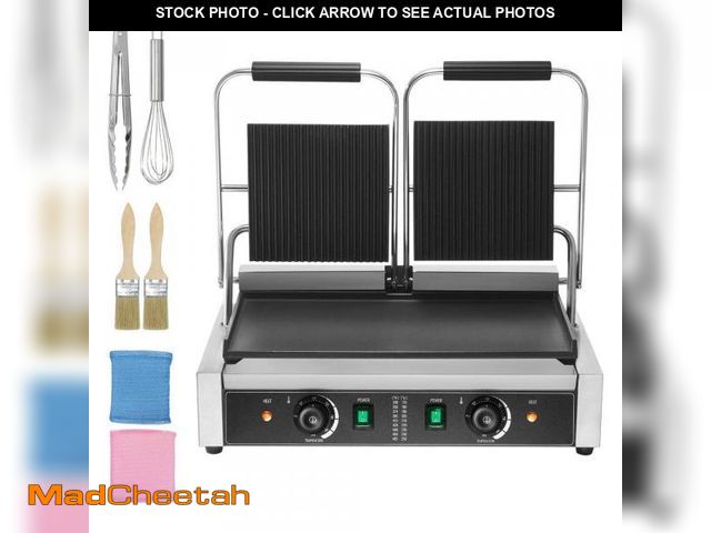 Lot 74-12518042 - SVOPES 3,600 W Commercial Panini Grill, Electric Sandwich Maker, Stainless Steel Double Press, Temp ...