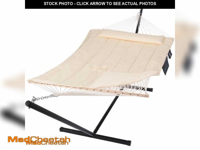 Lot 74-12083823 - SUNCREAT Two Person Hammock with 12ft Stand Included, Max 475lbs Capacity, Heavy Duty Free Standing ...