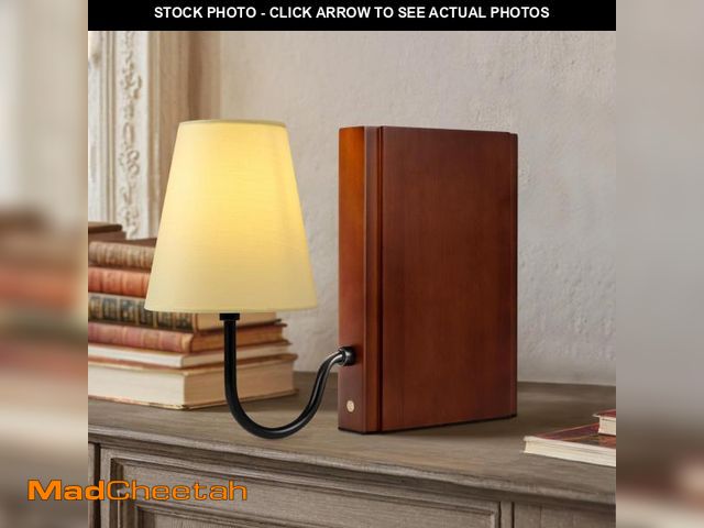 Lot 74-11545976 - AELS Wooden Bookshelf Lamp with Bulb, Cordless Touch Dimmable Table Lamp with Linen Fabric Shade, Ba...
