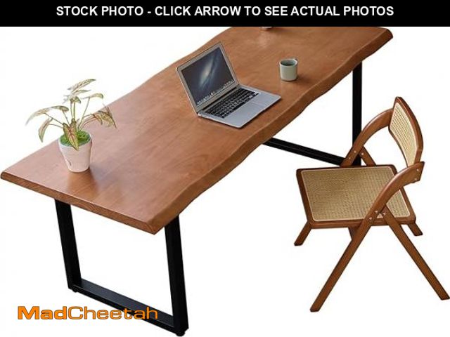 Lot 74-12134073 - Stylish Solid Wood Office Desk with Sturdy Metal Base - Durable Multi-Size Executive Computer &amp; ...