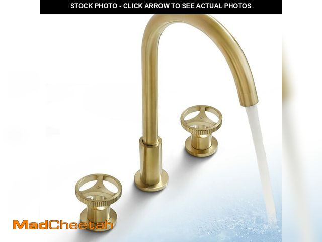 Lot 74-14213531 - SKOWLL Brushed Gold Widespread Bathroom Faucet, Double Handle Bathroom Sink Faucet, Modern Vanity Fa...