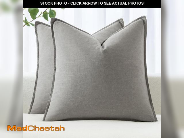 Lot 74-12118204 - MIULEE Decorative Linen Pillow Covers 20x20 Inch Light Gray Ã¢â¬â¹Boho FarmhouseÃ¢â¬â¹ Ã¢â¬â¹N...