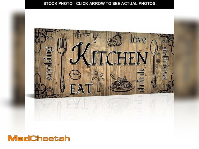 Lot 74-13926854 - Artsbay Kitchen Wall Art Rustic Canvas Prints Vintage Dining Room Decor Love Eat Drink Design Painti...