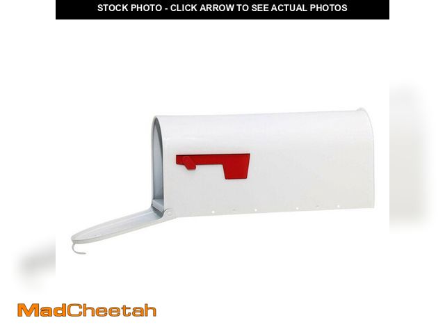 Lot 74-12681723 - Elite White, Medium, Steel, Post Mount Mailbox - USED