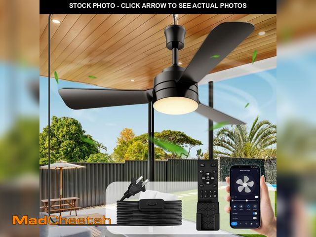 Lot 74-12440752 - PBLALA Ceiling Fans with Lights,28" LED Fan Light Hanging with Hook,Hook Type Ceiling Fan,Plug in Ce...
