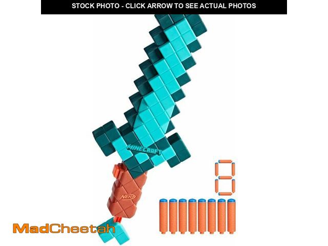 Lot 74-12829109 - Nerf Minecraft Sword Dart Blaster, Pull Back Priming, Foam Edge, 8 N1 Darts, Ages 8+ - UNUSED