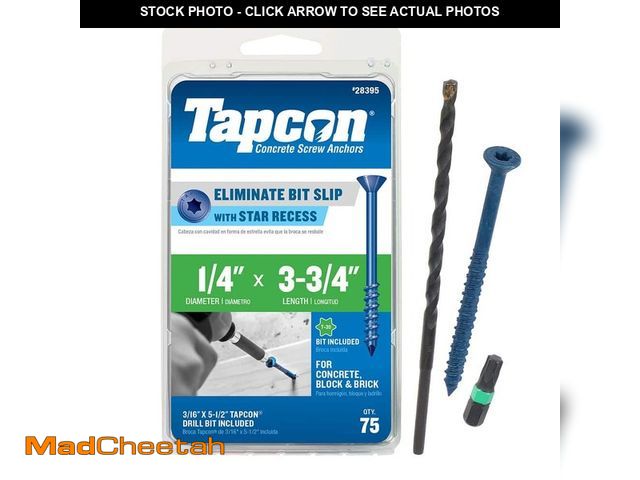 Lot 74-13051663 - Tapcon 1/4 in. x 3-3/4 in. Star Flat-Head Concrete Anchors - UNUSED