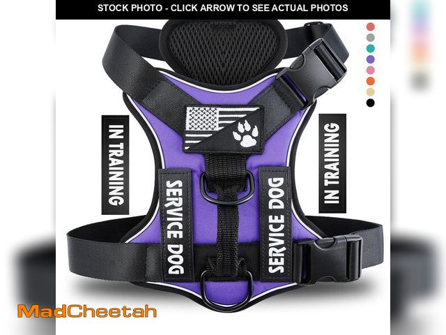 Lot 74-12971201 - Demigreat Service Dog Harness, Reflective Dog Vest Harness with 5 PCS Patches, Adjustable Soft Oxfor...