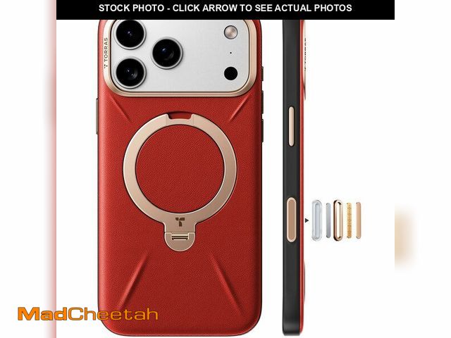 Lot 74-14385976 - TORRAS Organic Leather for iPhone 17 Pro Case with Stand, Fit for Magsafe, 360 Spin Kickstand with C...