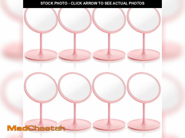 Lot 74-14212350 - Peohud 8 Pack Spa Party Mirrors, Pink Tabletop Makeup Mirror with Stand, Lightweight Portable Vanity...