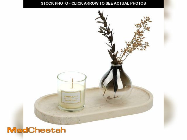 Lot 74-14210514 - Koville Italian Travertine Tray, 12"x6" Vanity Decorative Marble Tray for Countertop, Catchall Tray ...