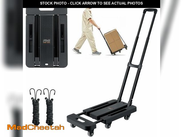 Lot 74-13844907 - VEVOR Folding Hand Truck, 500 lbs Load Capacity, Collapsible Luggage Cart with 6 Wheels, 2 Elastic R...