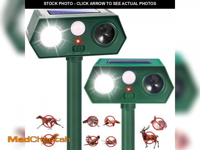 Lot 74-12302446 - 2Pack Solar Ultrasonic Animal Repellent Cat Deterrent Outdoor Solar Animal Repeller with Motion Sens...