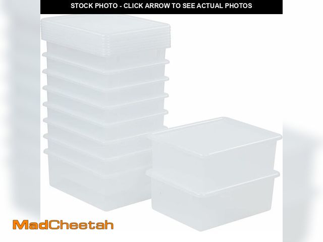 Lot 74-13041312 - ECR4Kids Letter Size Deep Tray with Lid, Storage Bin, Clear, 10-Piece - UNUSED